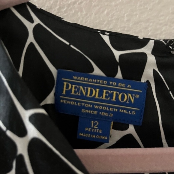 Pendleton Black White Sleeveless Silk Cotton Blend Dress size 12P - Picture 3 of 6